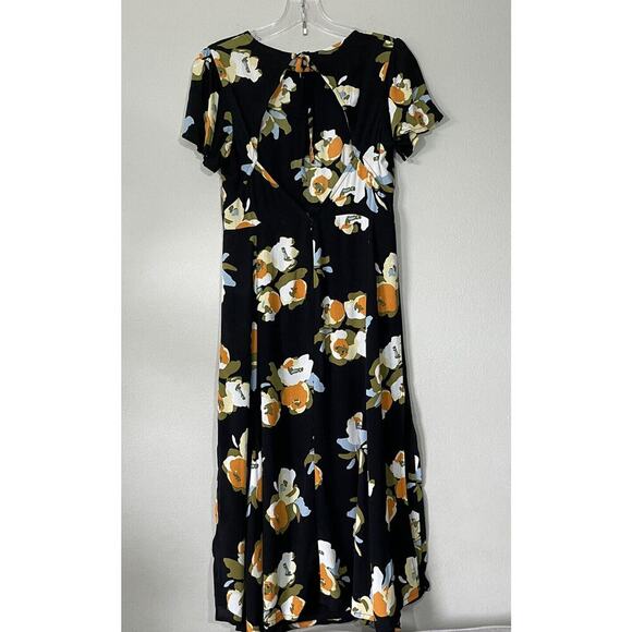 Rue Stiic Carter Split Floral Print Dress Size XS Open Back Midi Marigold Slit - Picture 3 of 8